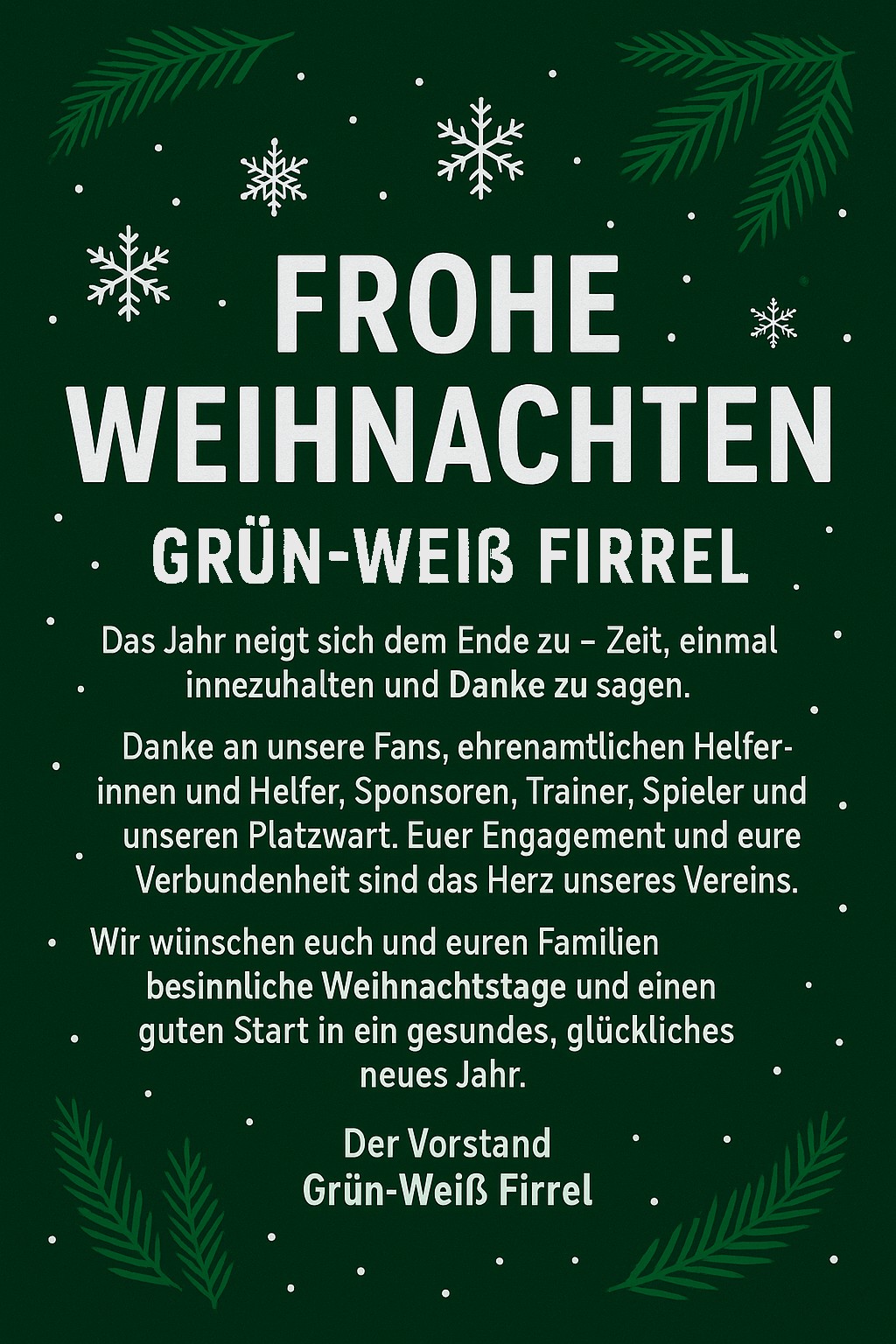 Weihnachtsgruß Grün-Weiß Firrel